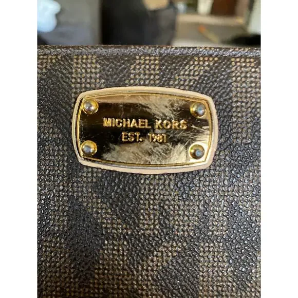 Michael Kors MK Monogram Logo Zipper Snap Fold Wallet Bundle Lot White Brown GUC - Picture 9 of 9